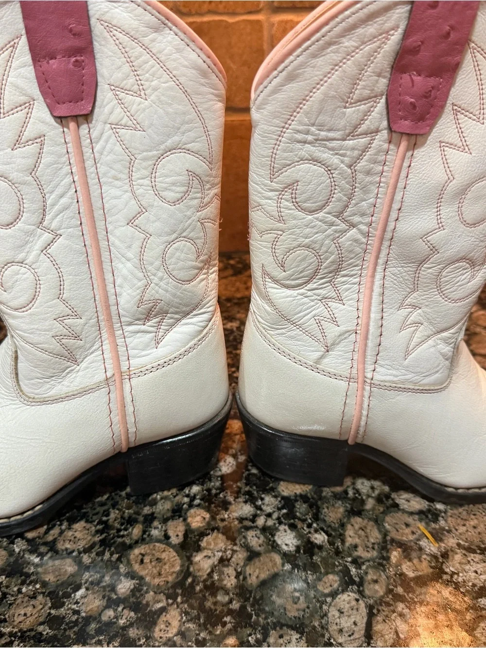 Old West White and Pink Kids' Cowboy Boots